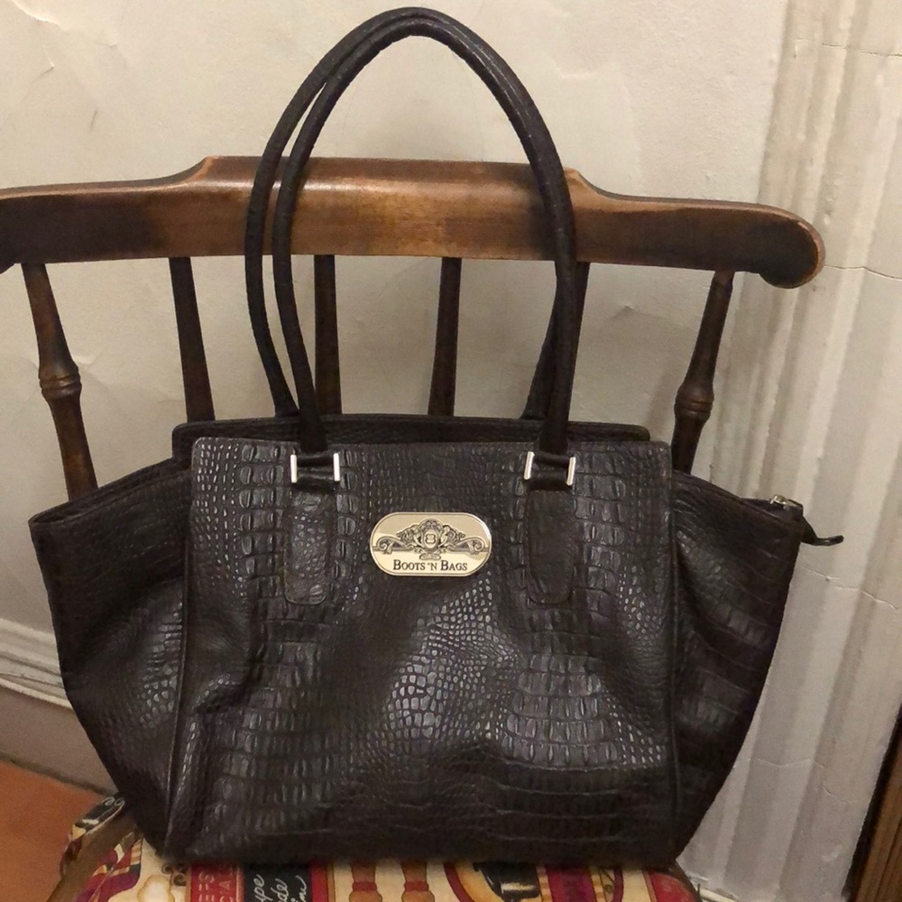 Brown Snake Skin Imprinted Leather